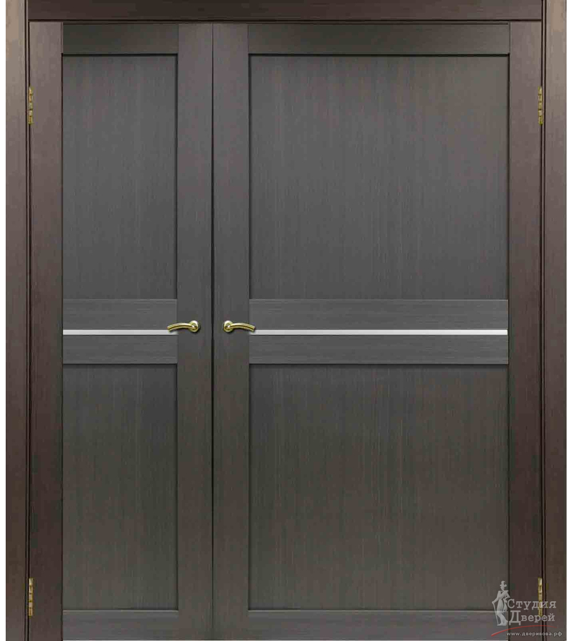 Двери асимметричные двустворчатые Турин 520.121 Венге FL, стекло Мателюкс